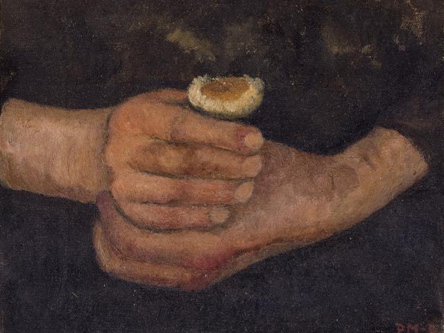 Paula Modersohn-Becker, Hände mit Kamillenblume, Gemälde, um 1902, Privatbesitz, Foto: Paula-Modersohn-Becker-Stiftung