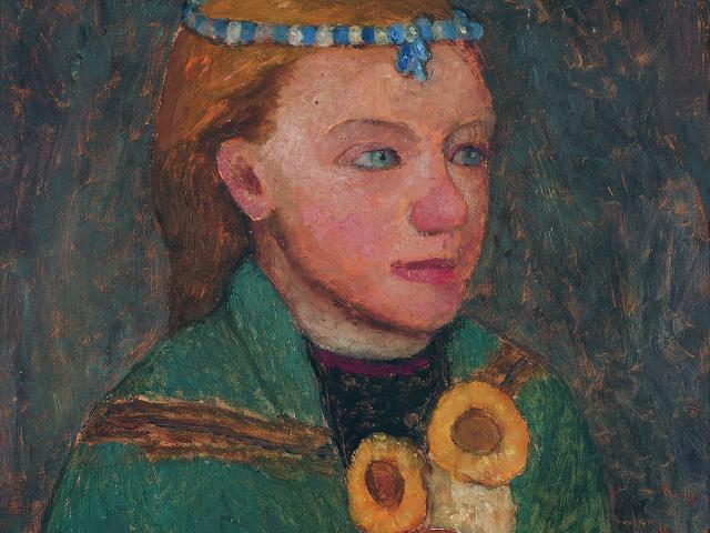 Modersohn Becker Paula Maedchen mit blauweier Kette im Haar Brustbild G0689 Copyright