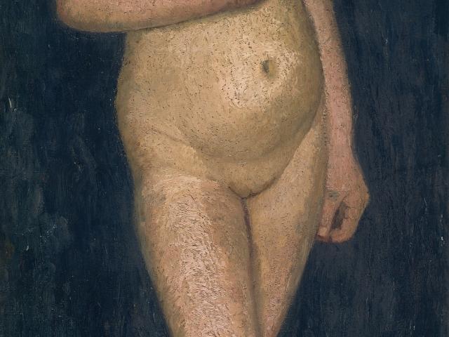 Paula Modersohn Becker: Grosser stehender Mädchenakt, Gemälde 1906, Museen Böttcherstrasse, Paula Modersohn Becker Museum