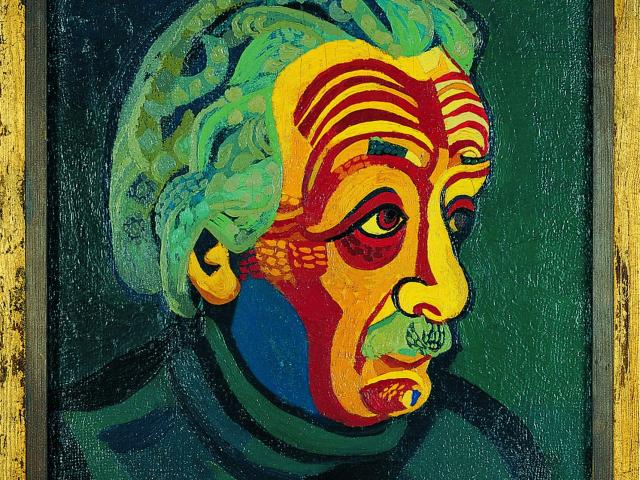 Josef Scharl, Albert Einstein, 1952, Kunsthalle Emden - Vermächtnis Rolf Gillhausen, © Susanne Fiegel, Foto: Martinus Ekkenga, Norden