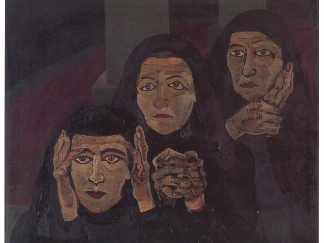 Josef Scharl, Drei trauernde Frauen, 1933, Privatbesitz J.-M. Schmidt, © Susanne Fiegel