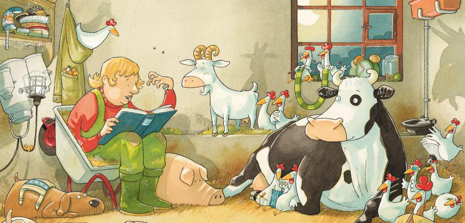 Lieselotte bekommt eine Gute Nacht-Geschichte vorgelesen; aus dem Buch "Lieselotte bleibt wach", Illustration: Verlag Fischer Sauerländer Lieselotte bekommt eine Gute Nacht-Geschichte vorgelesen; aus dem Buch "Lieselotte bleibt wach", Illustration: Verlag Fischer Sauerländer