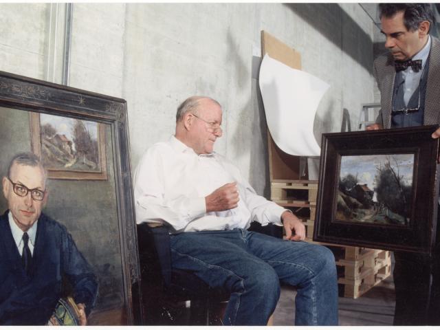 Gustav Rau im Zollfreilager Embraport 1980er Jahre copyright Arp Museum Bahnhof Rolandseck Foto Peter Schaelchli Zuerich