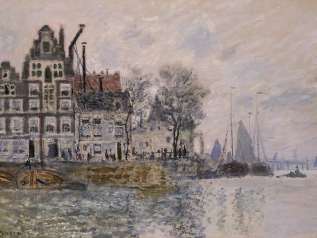 Claude Monet, Ansicht von Amsterdam, 1874, Öl auf Leinwand, © Remagen, Arp Museum Bahnhof Rolandseck / Sammlung Rau für UNICEF, Inv. Nr. GR 1.564 Foto: Peter Schälchli, Zürich