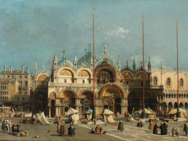 Canaletto, Der Markusplatz in Venedig, 1740-50, Öl auf Karton © Arp Museum Bahnhof Rolandseck, Sammlung Rau für UNICEF, Foto: Horst Bernhard