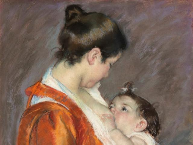 Mary Cassatt, Louise, ihr Kind stillend, 1899, Pastell auf braunem Papier,© Remagen, Arp Museum Bahnhof Rolandseck, Sammlung Rau für UNICEF. Foto Mick Vincenz