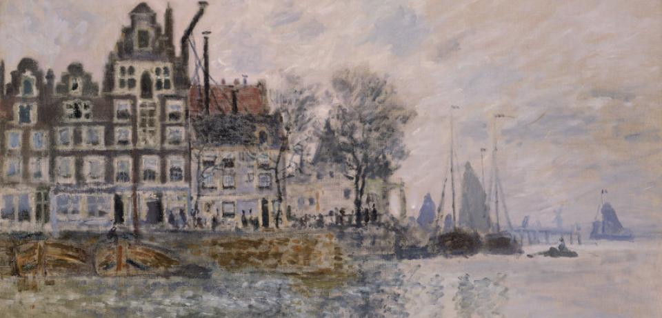 72dpi 154 Monet Blick auf Amsterdam Foto Peter Schaelchli Zuerich gross Claude Monet, Ansicht von Amsterdam, 1874, Öl auf Leinwand, © Remagen, Arp Museum Bahnhof Rolandseck / Sammlung Rau für UNICEF, Inv. Nr. GR 1.564 Foto: Peter Schälchli, Zürich