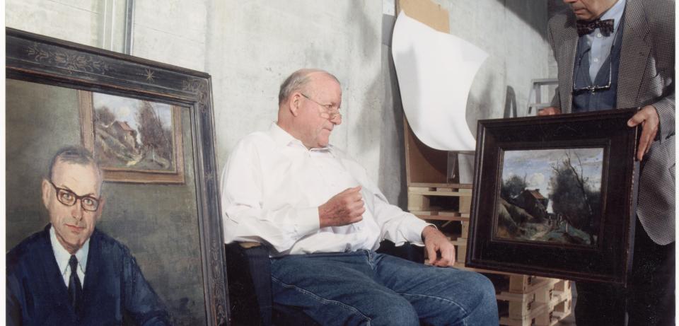 Gustav Rau im Zollfreilager Embraport 1980er Jahre copyright Arp Museum Bahnhof Rolandseck Foto Peter Schaelchli Zuerich 