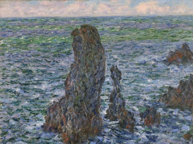 Claude Monet, Die Felspyramiden von Port-Coton, 1886, © Arp Museum Bahnhof Rolandseck, Sammlung Rau für UNICEF, Foto Peter Schälchli, Zürich