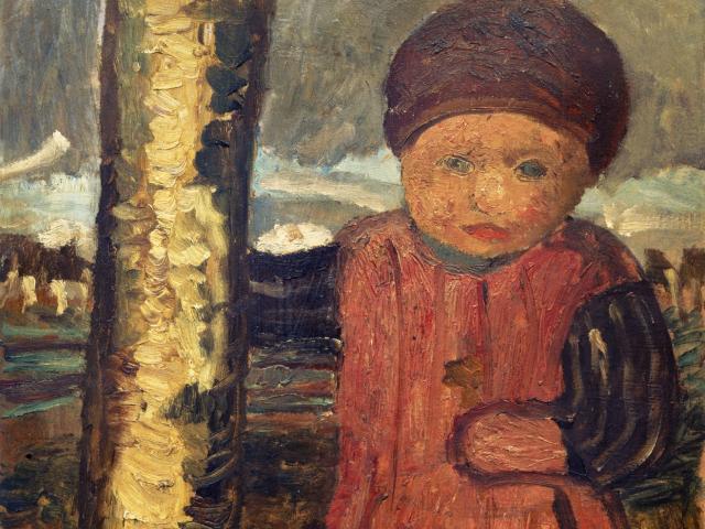 Paula Modersohn-Becker: Kleines Kind neben einem Birkenstamm, 1904