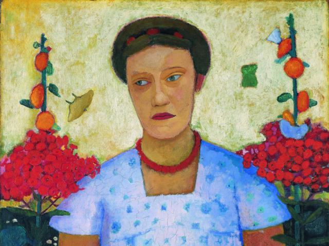 Paula Modersohn-Becker, Bildnis Lee Hoetger vor Blumengrund, 1906 © Paula Modersohn-Becker Museum, Bremen Copyright