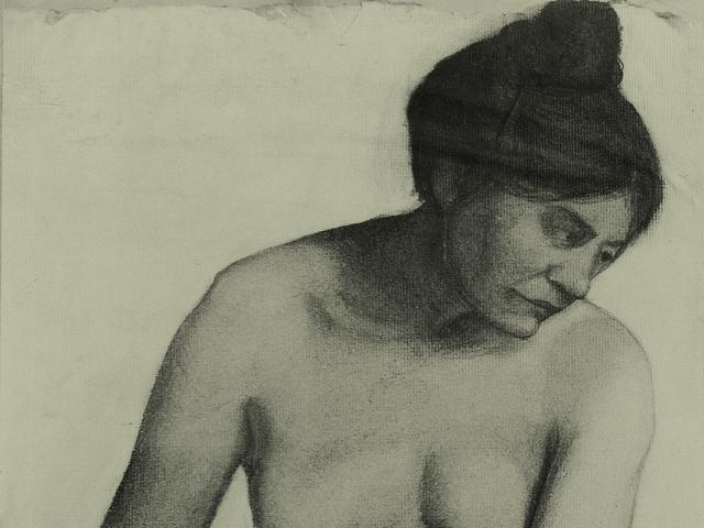Paula Modersohn Becker Weiblicher Akt auf einem Hocker sitzend Paris 1906 Kohle Paula Modersohn Becker Museum Bremen Copyright