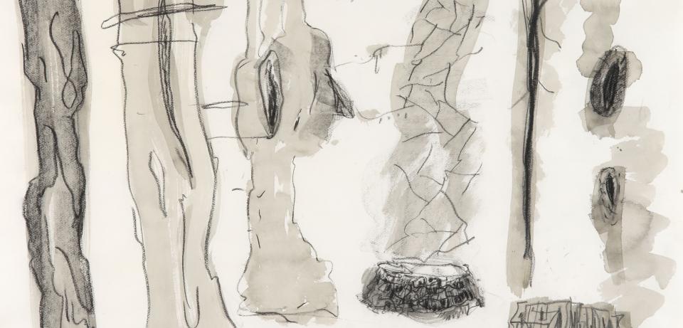 Per Kirkeby: Ohne Titel, 2004, Holzkohle, Bleistift und Wasserfarbe auf Papier, Louisiana Museum of Modern Art, Schenkung Per Kirkeby Per Kirkeby: Ohne Titel, 2004, Holzkohle, Bleistift und Wasserfarbe auf Papier, Louisiana Museum of Modern Art, Schenkung Per Kirkeby