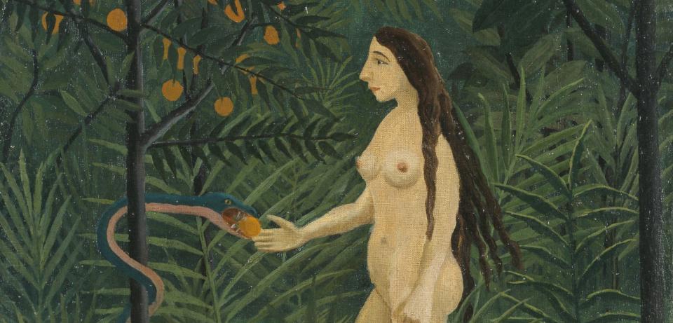 Henri Rousseau Eva im irdischen Paradies 1906 1907 Gemaelde Hamburger Kunsthalle copyright bpk Hamburger Kunsthalle Elke Walford  Henri Rousseau, Eva im irdischen Paradies, 1906/1907, Gemälde, Hamburger Kunsthalle  © bpk/ Hamburger Kunsthalle, Dauerleigabe der Stiftung Hamburger Kunstsammlungen, erworben 1956, Foto: Elke Walford