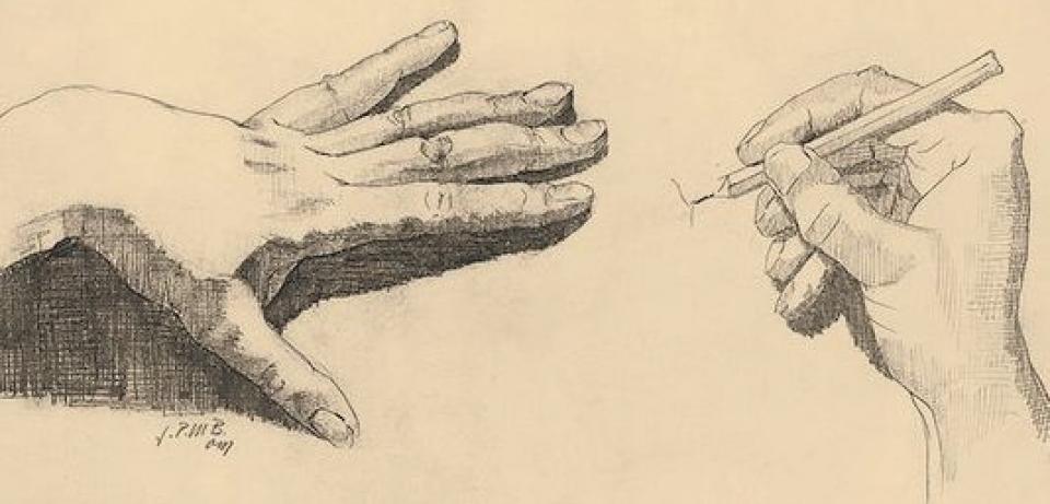 web Paula Modersohn Becker Die linke Hand zeichnend die rechte aufliegend 1897 PMB Stiftungjpg2 